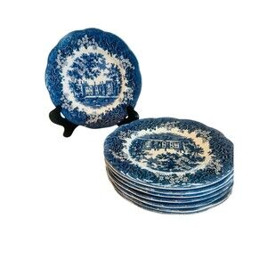 Vintage J&G Meakin Romantic England Penshurst Place 7” Salad Plates Set of 8